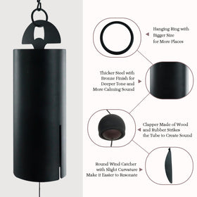 ASTARIN wind chimes on porch with curved wind catcher catching breeze.