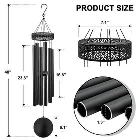 ASTARIN wind chimes six tubes close-up highlighting tuned tubes for rich melodies.