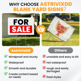 AstrivixDD wide applications yard signs shown for parties, holidays, and promotions.