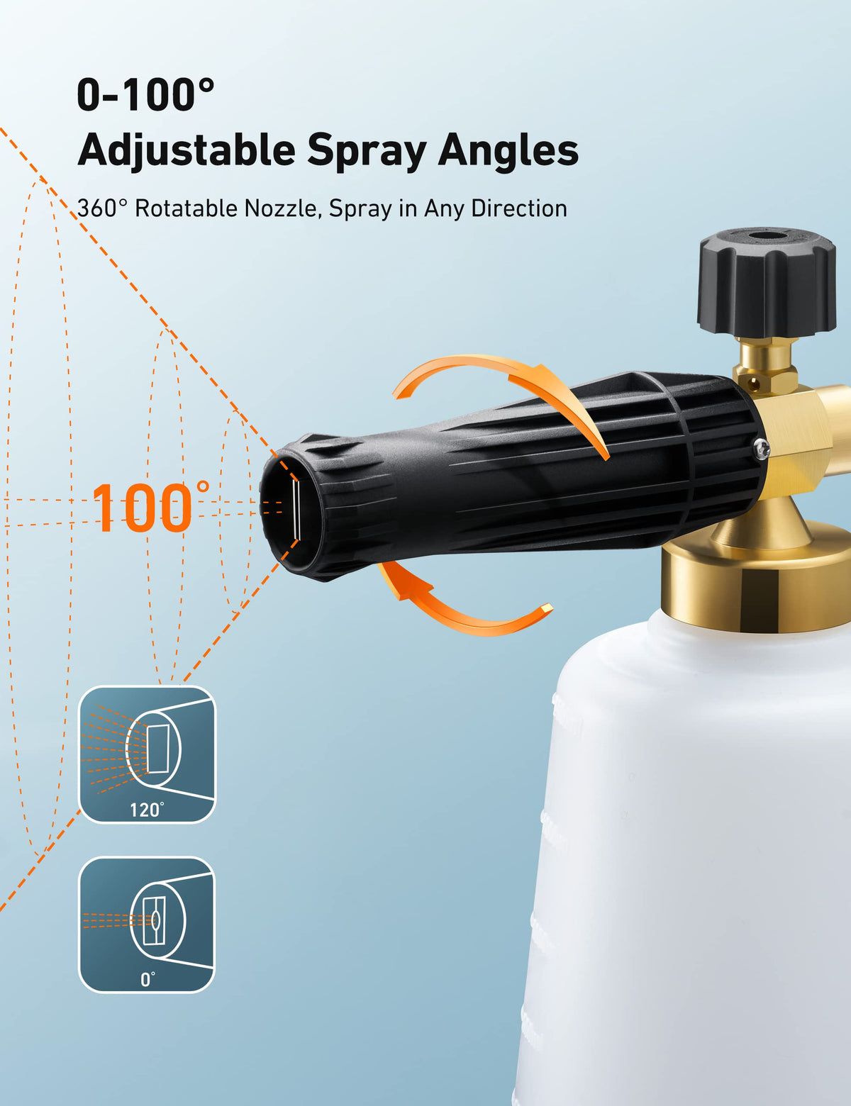 AstroAI foam cannon dense foam core for rich, clingy foam during cleaning.