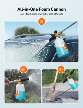 AstroAI foam cannon works with 1000–3000 PSI pressure washers.