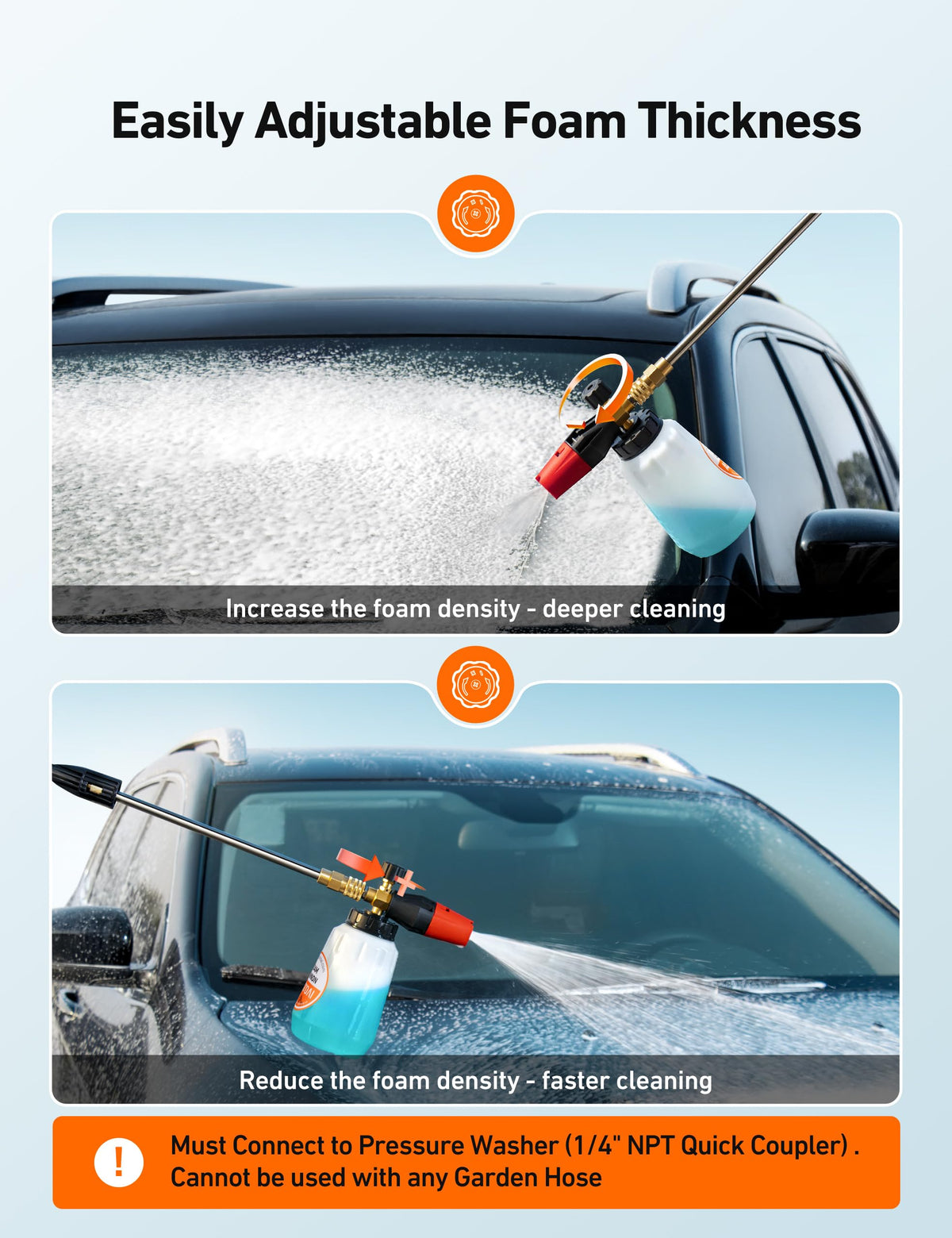 AstroAI foam cannon wide-mouth bottle enables easy, spill-free soap pouring.