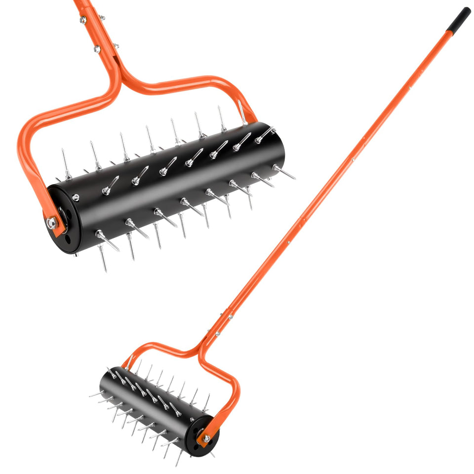 Asunrise 21-inch rolling lawn aerator assembly enabling quick setup and use.