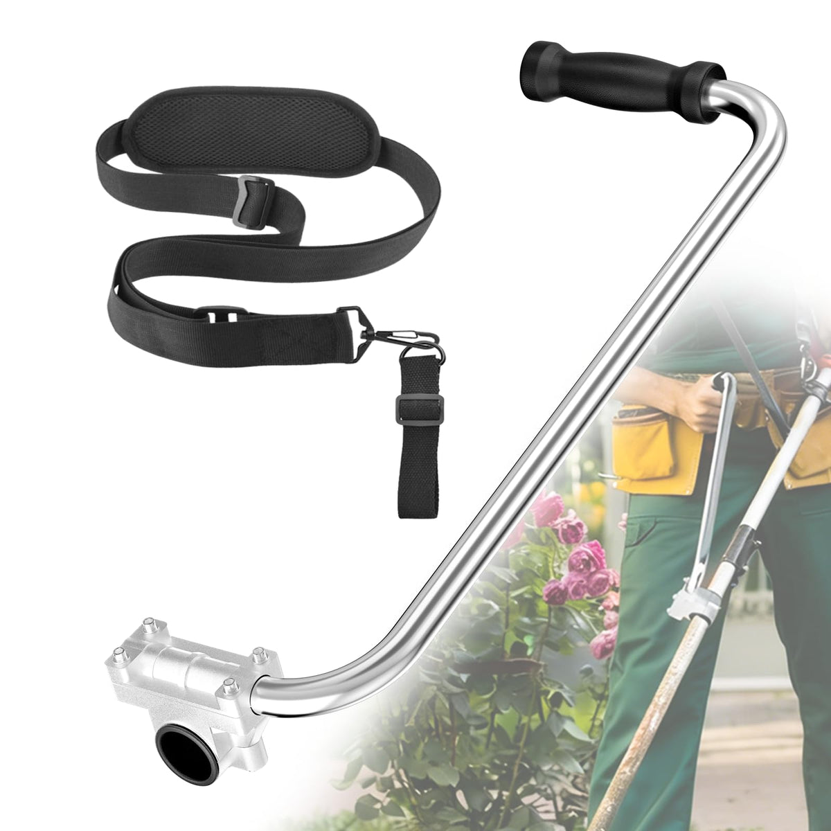 Asxevn weed eater handle with shoulder strap shows enhanced comfort and control