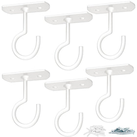 ASZUNE 6-pack white ceiling hooks ideal for versatile hanging of planters and decor.