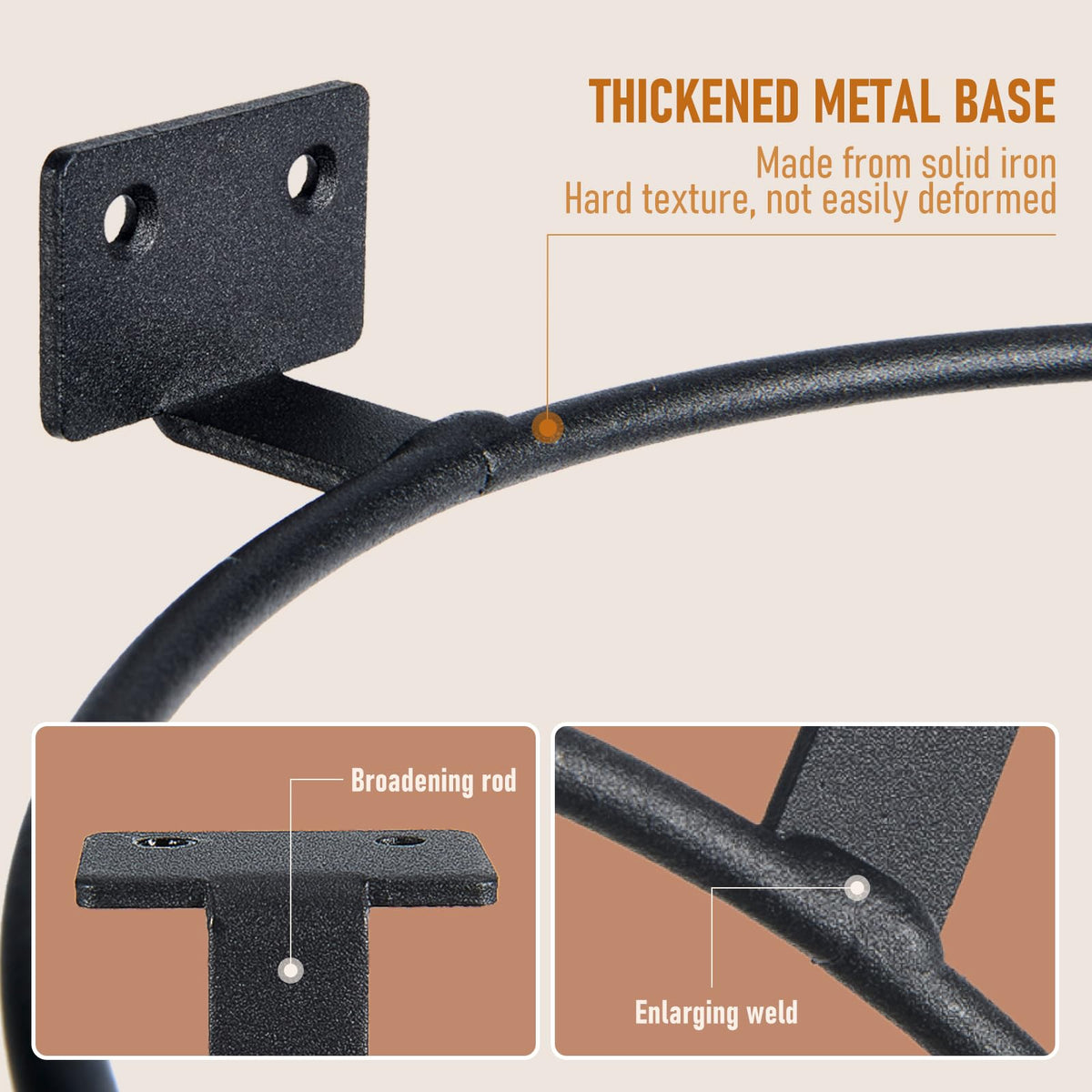 ASZUNE black anti-rust coating on wall hooks for weather resistance