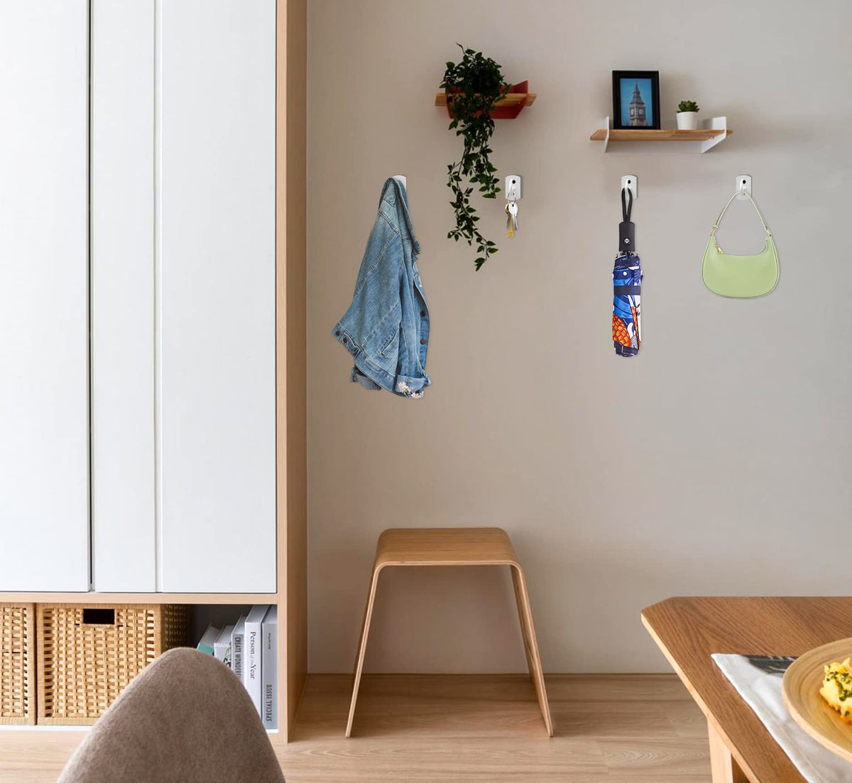 ASZUNE white 2.5in ceiling hook hanging a lantern.