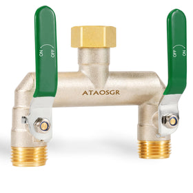 ATAOSGR garden hose splitter with long handle for easy water control.