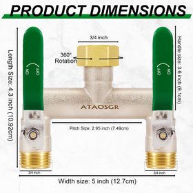 ATAOSGR two-way hose splitter with independent shutoffs for separate hoses.