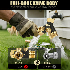 Brass body and stainless components resist outdoor wear.