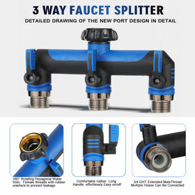 ATAOSGR outdoor faucet splitter with locking valves reduces leaks during use.