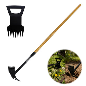 ATFVERDEX 60-inch wooden-handle uprooting tool shown for deep weed reach