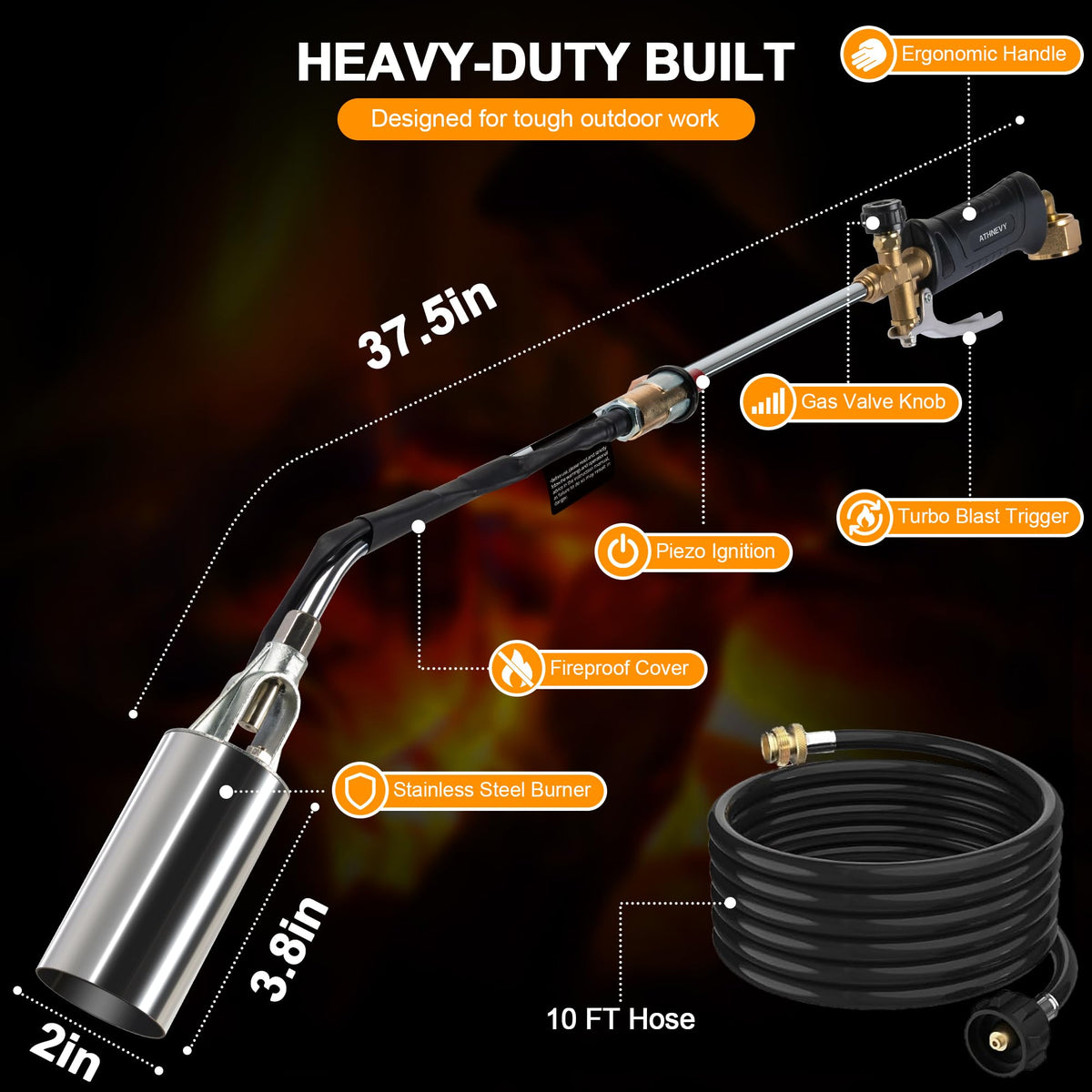 Athnevy propane torch kit in use melting ice and snow surfaces
