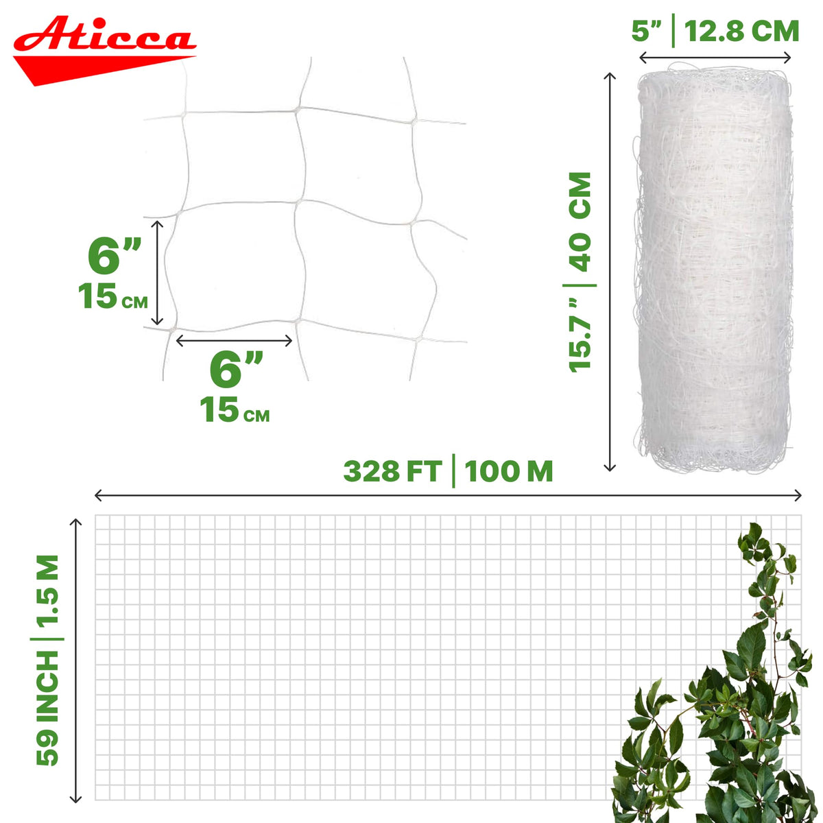 ATICCA 6-inch mesh close-up shows sturdy grid for reliable plant support