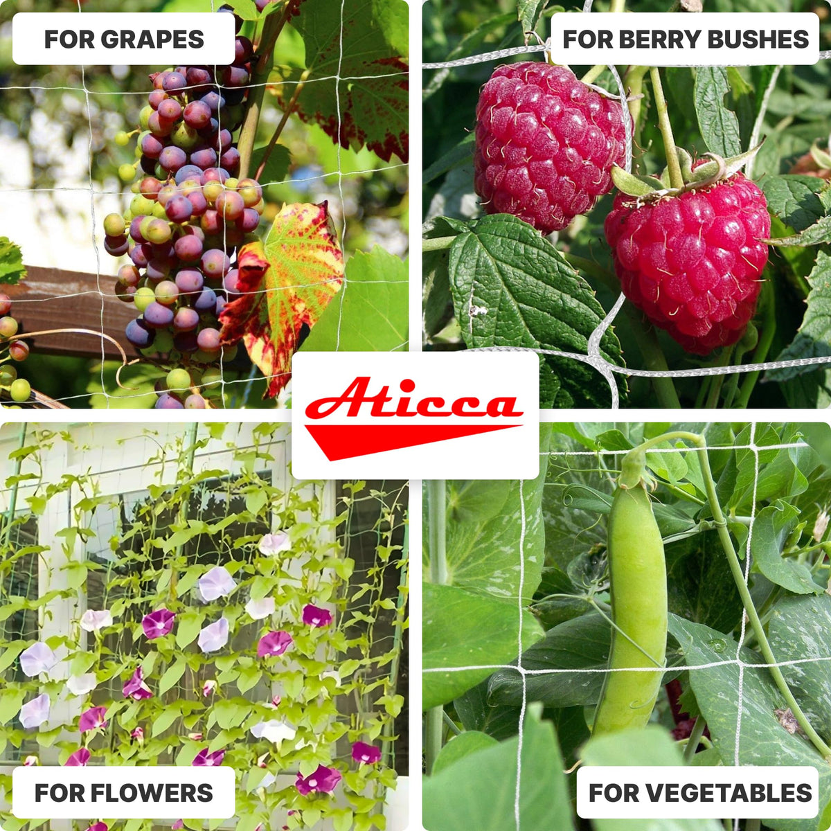 ATICCA Durable garden netting handles heavy garden use in sun.