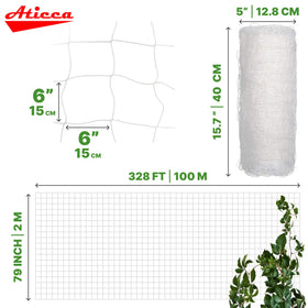 ATICCA garden netting with 6-inch mesh, close-up showing durable construction.