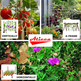 ATICCA Heavy-duty netting keeps vines secure for tomatoes, cucumbers, and beans.