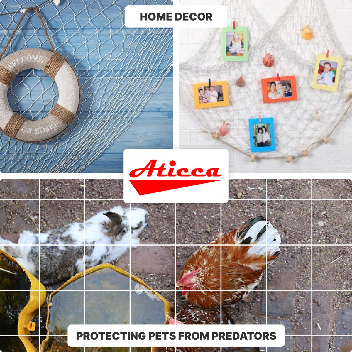 ATICCA Versatile netting can protect critters and organize garden space.