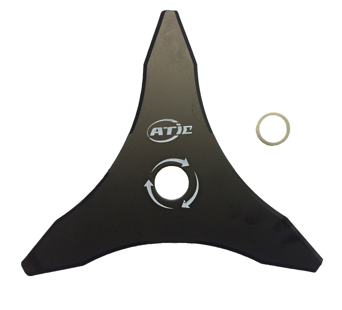 ATIE 10-inch 3-teeth steel blade for tougher brush clearing.