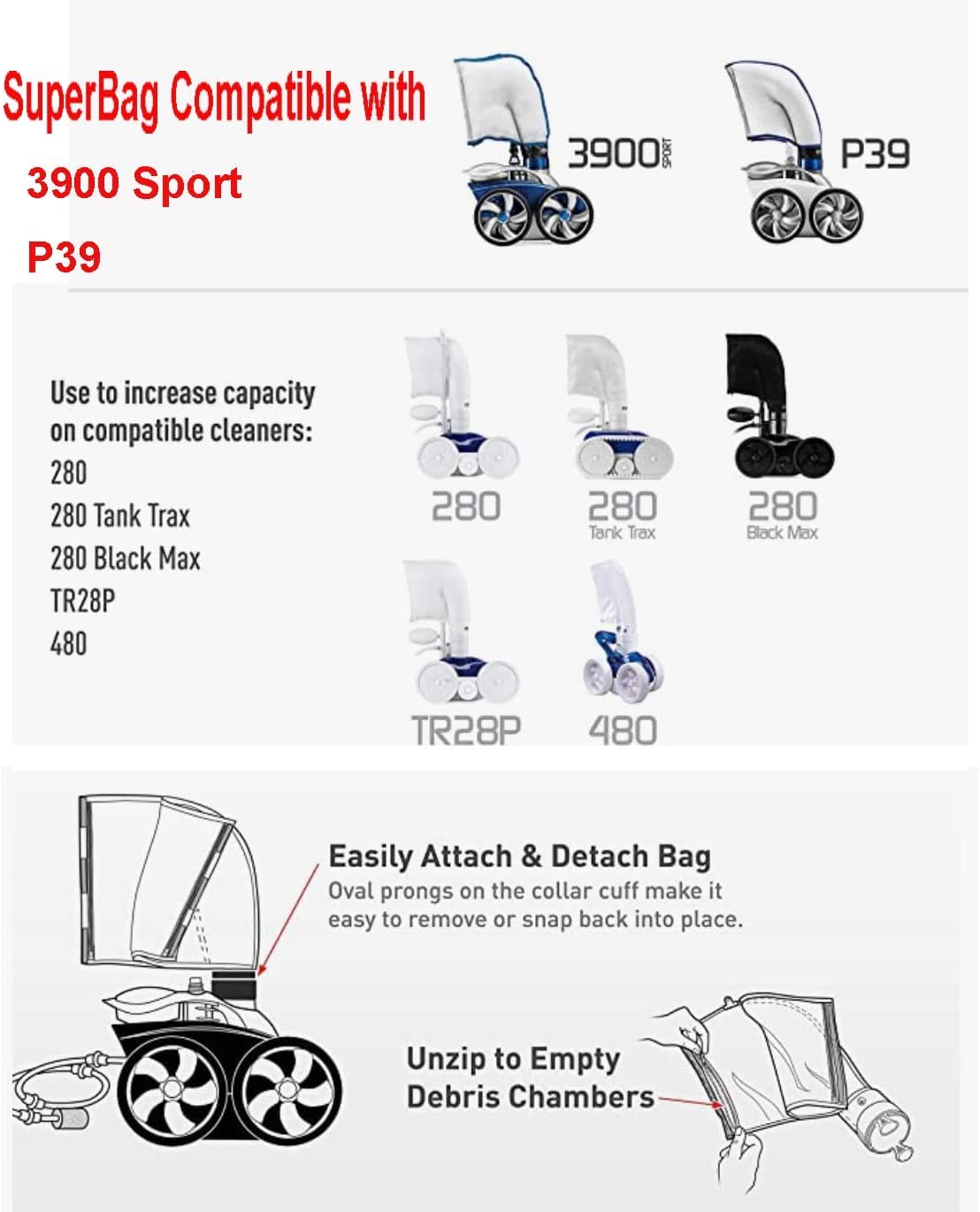 ATIE P39-compatible dual-chamber bag with 5-liter capacity for fewer emptying stops.