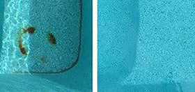 ATIE calcium-deposits pumice cleans pool tile and plaster safely.