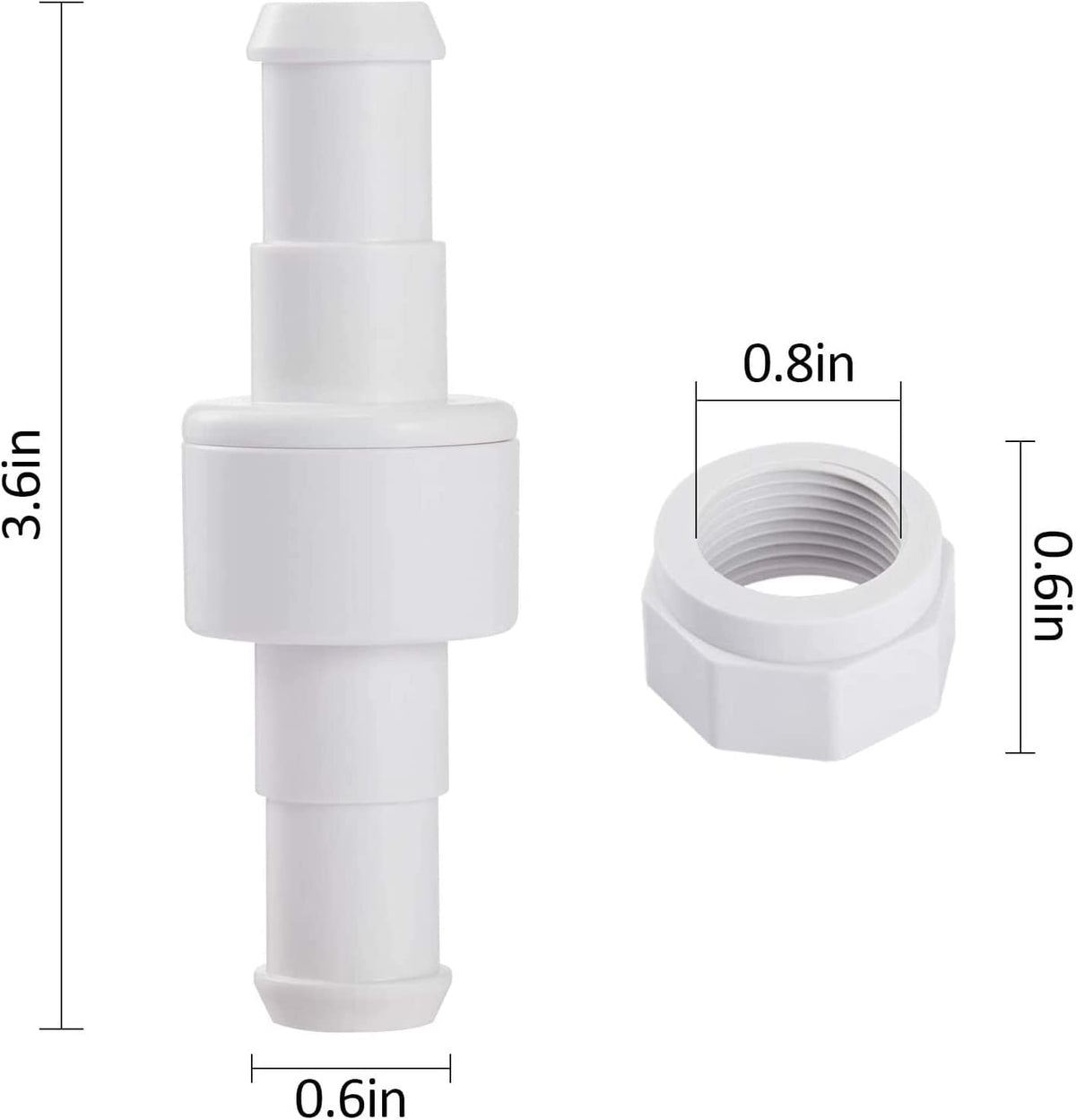 ATIE hose nut D15 close-up shows secure two-hose connection for Polaris cleaners