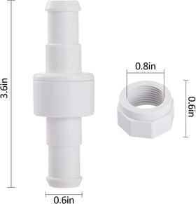 ATIE hose nut D15 close-up shows secure two-hose connection for Polaris cleaners