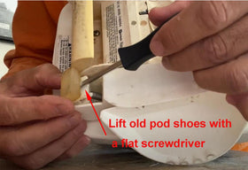 ATIE AXV414P pod shoe rear view reduces wear during cleaning
