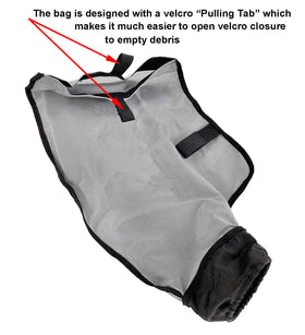 Gray nylon mesh debris bag with black trim fits ATIE and Pentair Racer cleaners