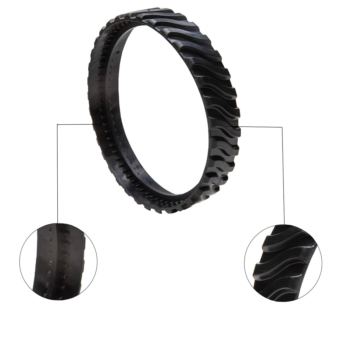 ATIE tire track R0526100 side view highlights rugged construction for long-lasting pool cleaning.