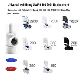 ATIE universal wall fitting compatibility with Polaris and Pentair pool cleaners