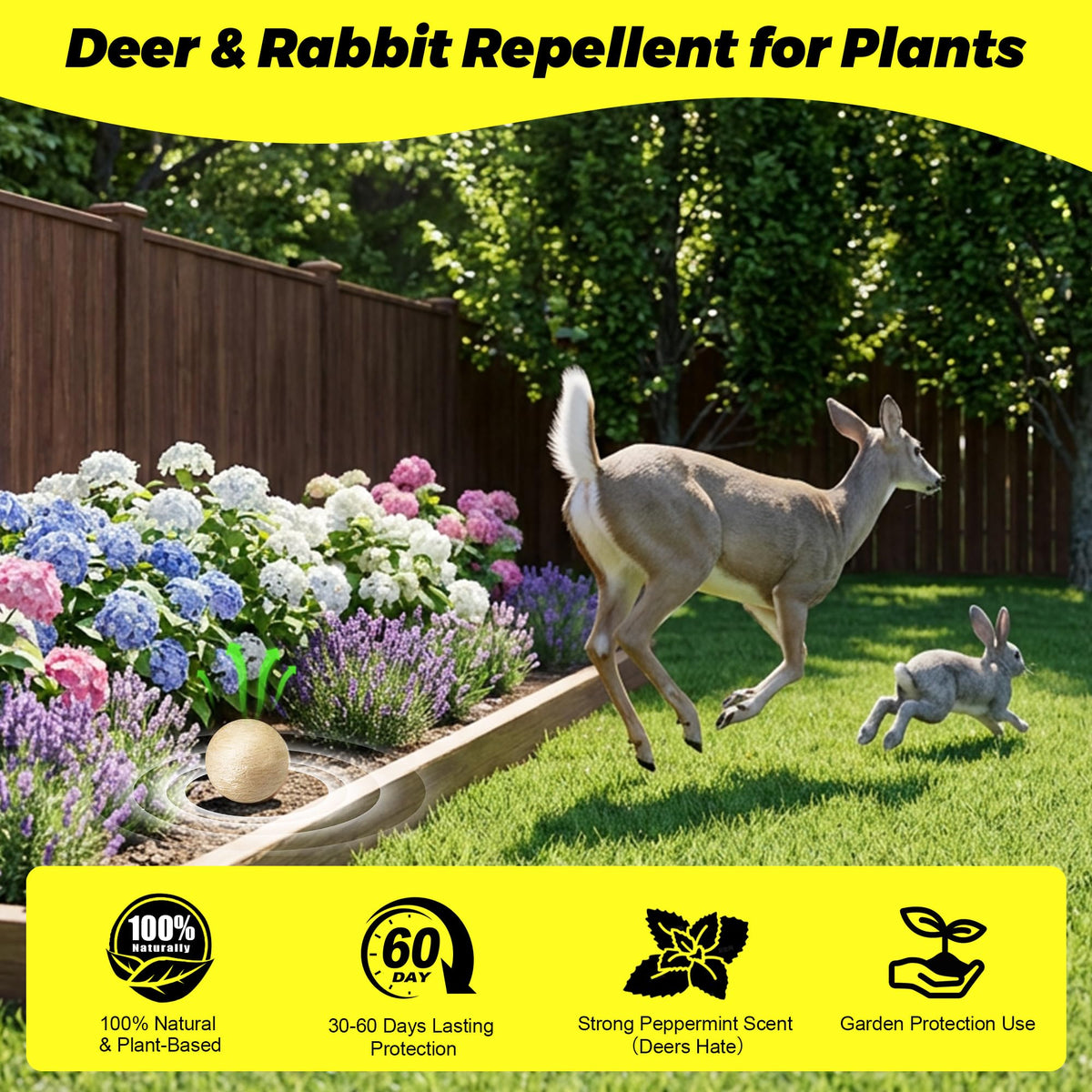 Atindirey deer and rabbit repellent ball around tree base protects saplings