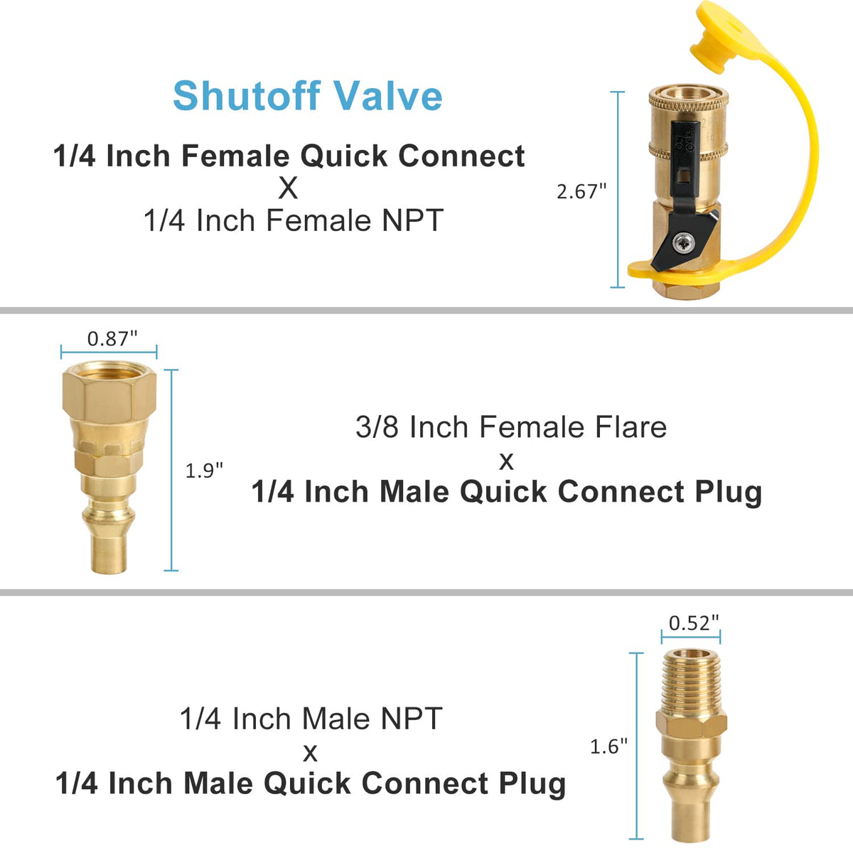 Durable brass propane fittings shown for reliable outdoor use.