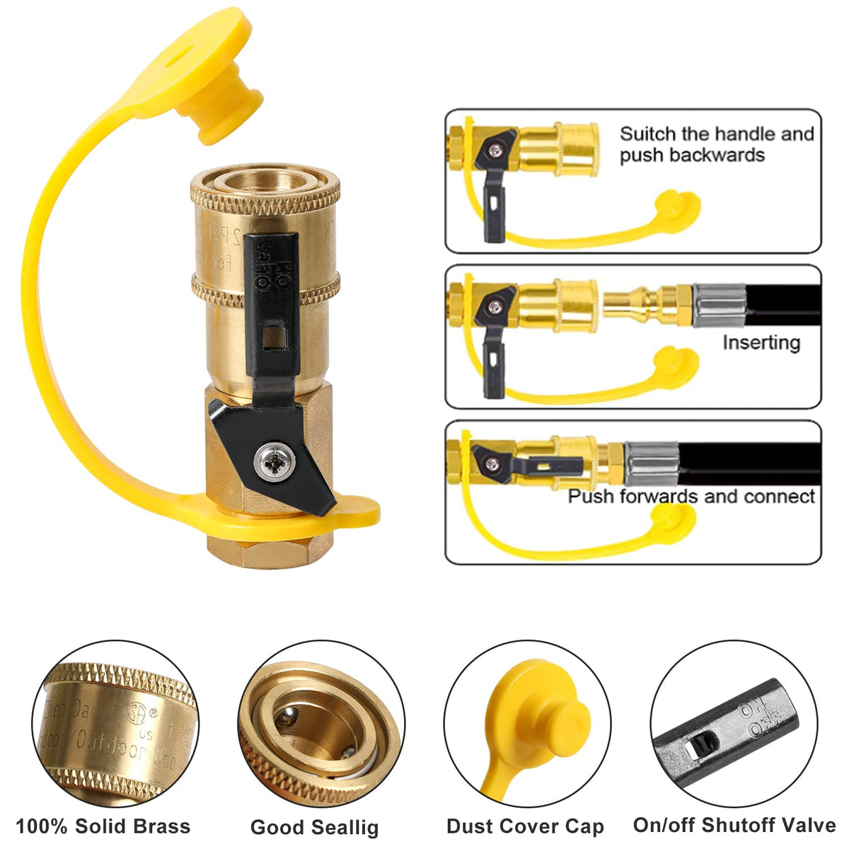 ATKKE fittings connected on an RV to illustrate easy setup.