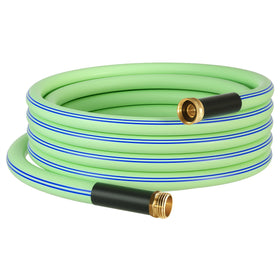 Atlantic heavy-duty 15 ft green garden hose coiled for easy storage