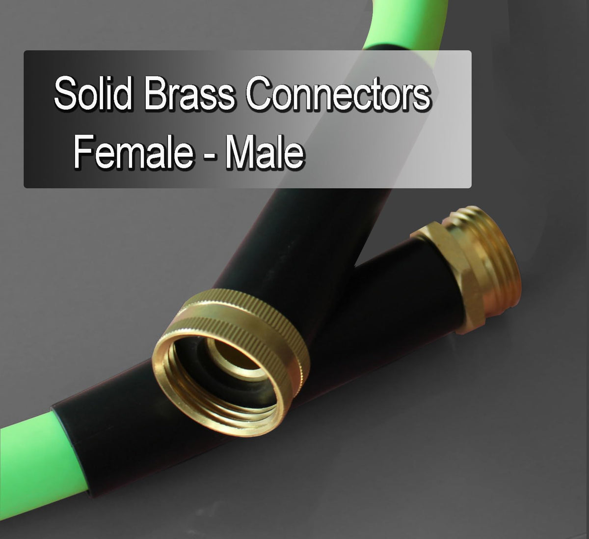 Atlantic 15 ft green hose connected to outdoor faucet for watering tasks