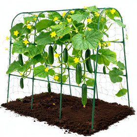 ATLIKE cucumber trellis U-shape arch with netting supports climbing vines for raised beds.
