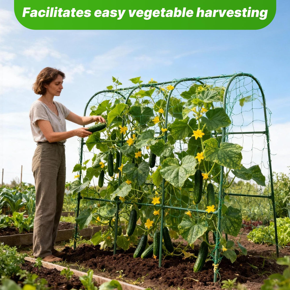 ATLIKE garden trellis sturdy galvanized steel rails resist weather while elevating plants for better airflow.