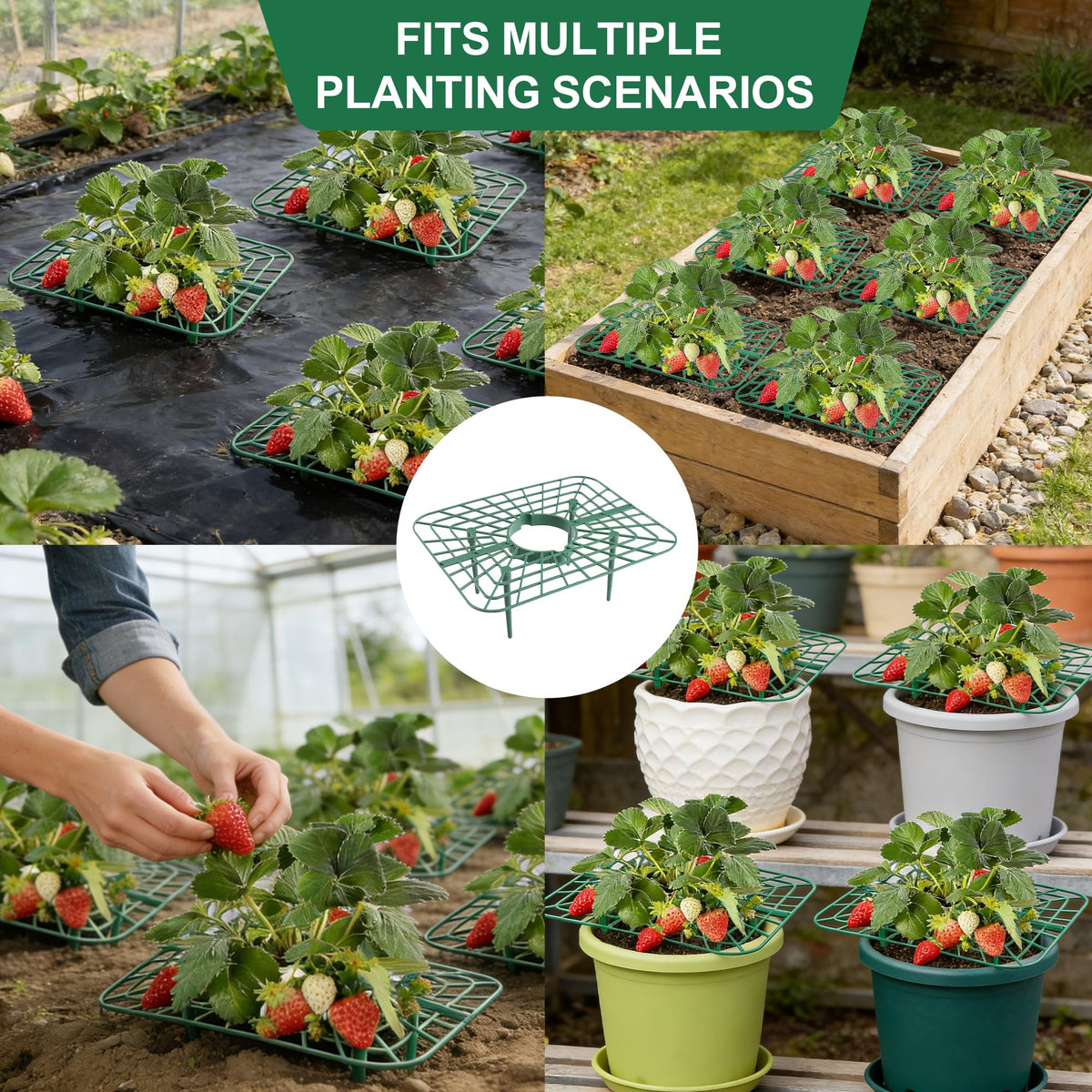 ATLIKE Square strawberry frame provides stable support in beds and pots
