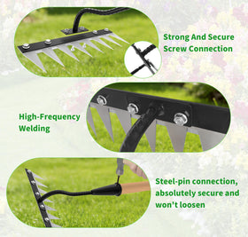 ATLRGISL environmentally friendly weed rake in a sunny yard