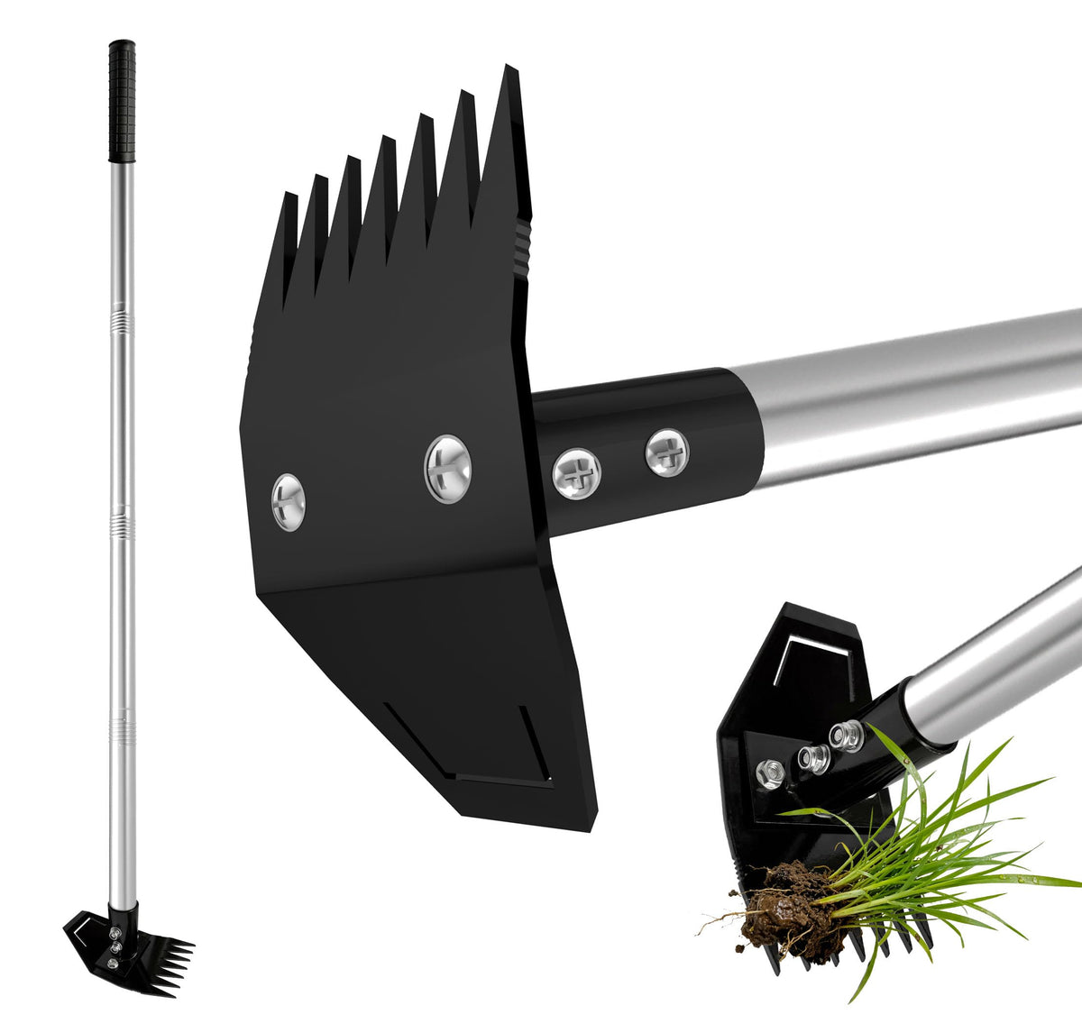 ATLRGISL weed puller with long handle enables standing weed removal for reduced back strain
