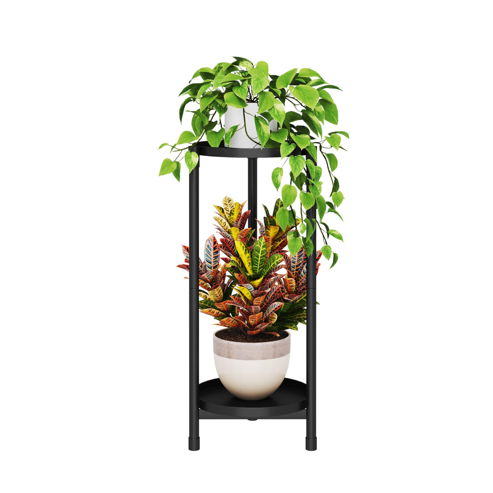 Atpddpey plant stand 2-tier black corner display for elegant space-saving plant arrangements.
