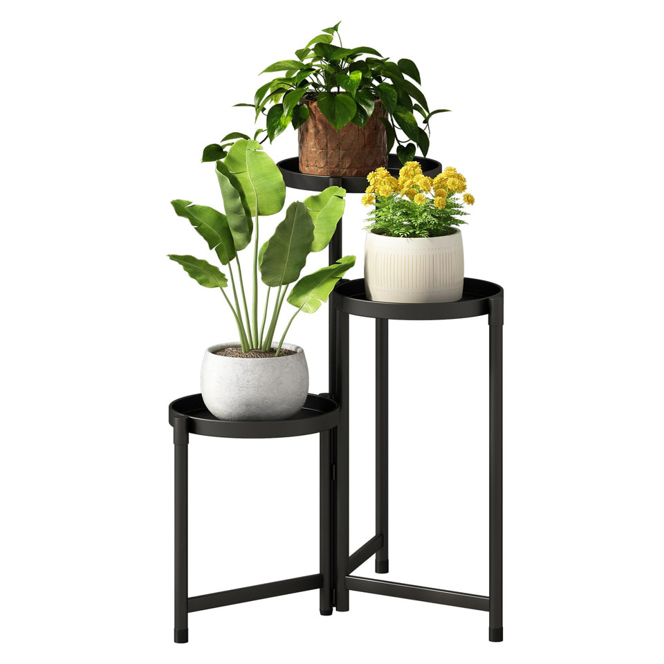 Atpddpey 3-tier black plant stand for organized indoor displays.
