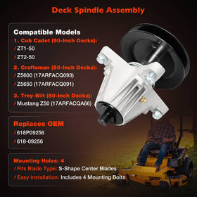 ATRACYPART deck spindle assembly for Cub Cadet ZT2-50 reduces vibration during mowing
