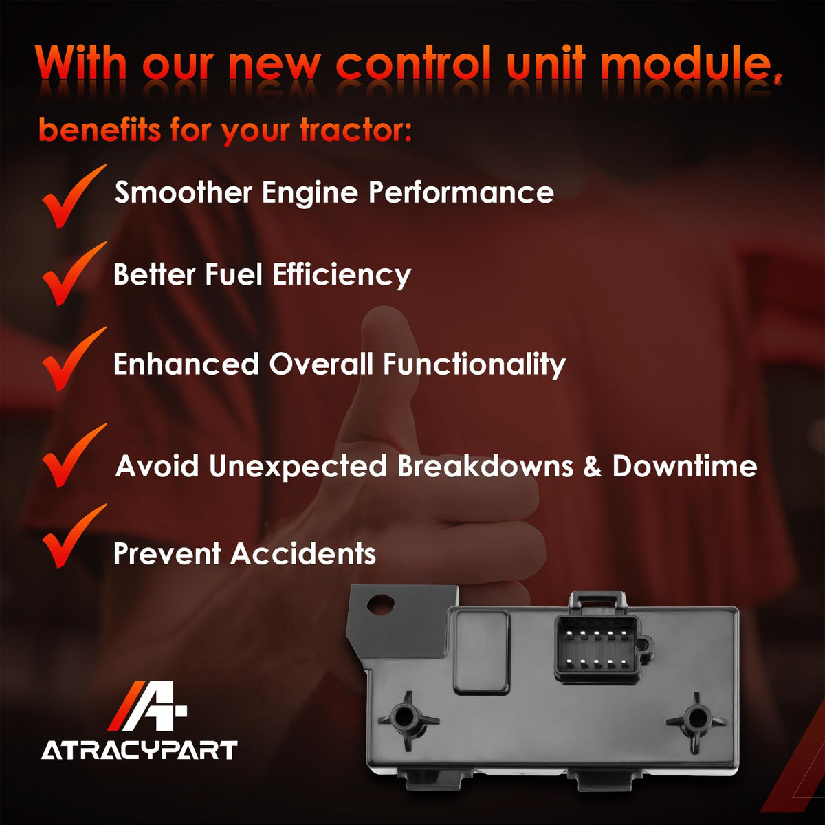 Outdoor-ready ATRACYPART ECU module withstands vibration and weather during lawn care.