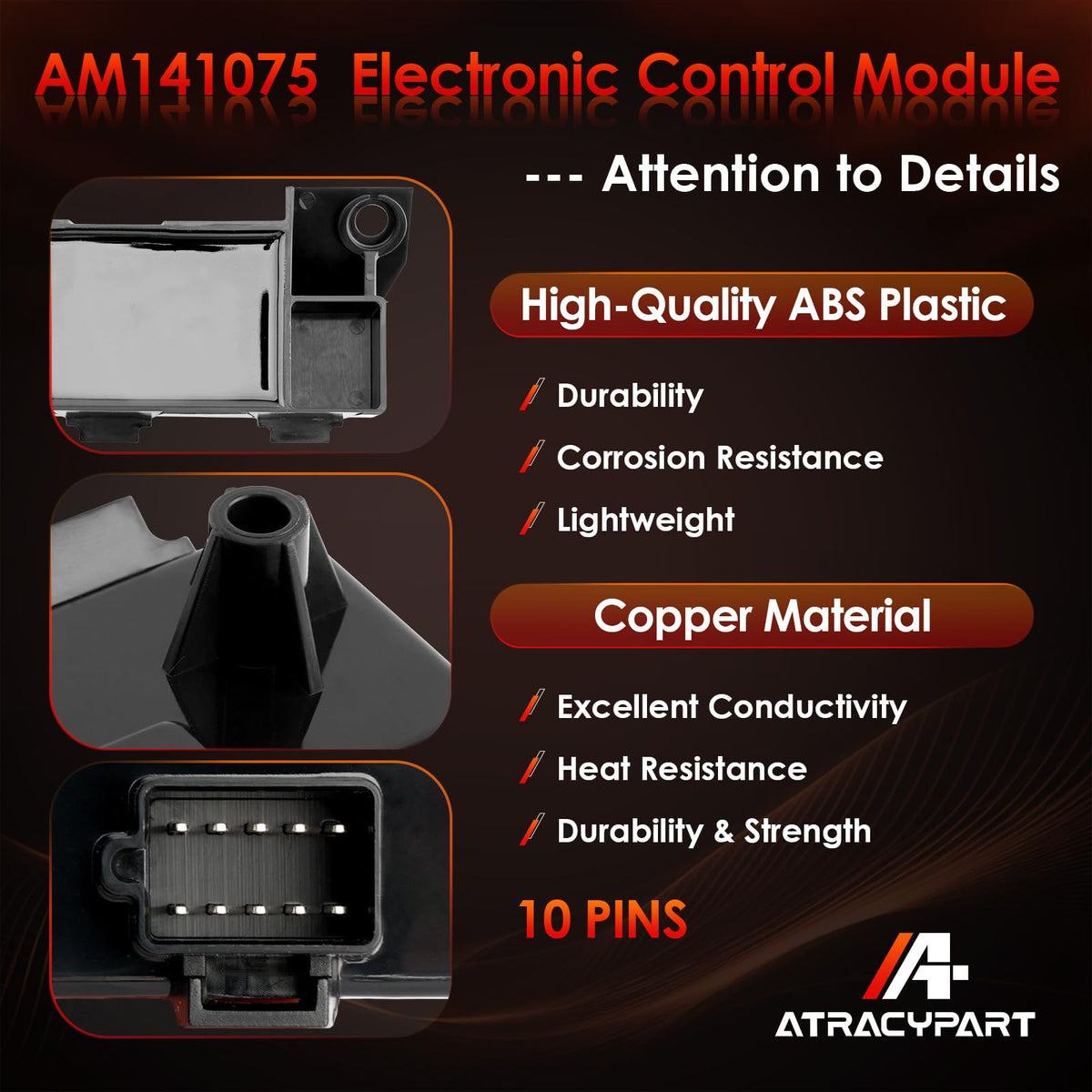 Safety-focused ATRACYPART ECU module protects electrical systems during operation.