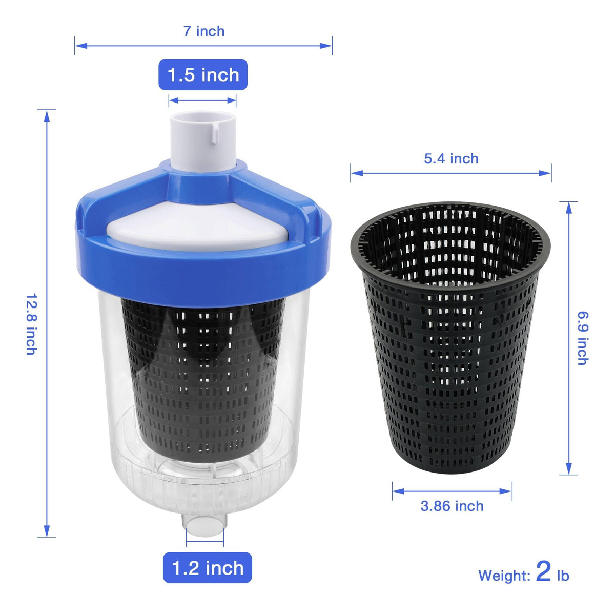 ATRACYPART inline leaf catcher canister includes 5 extra mesh bags for enhanced filtration