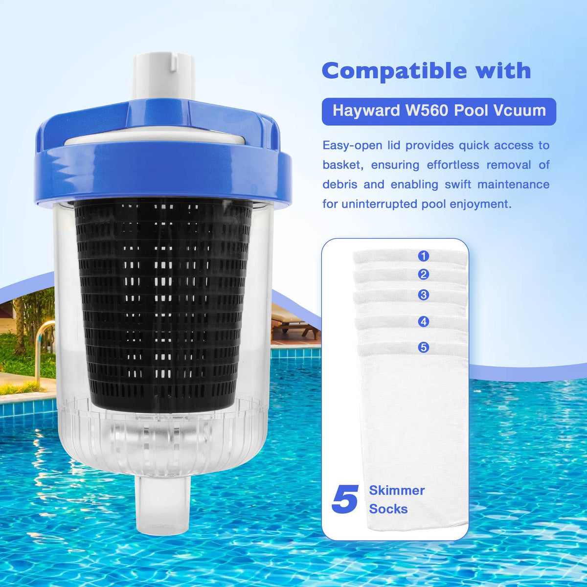 ATRACYPART inline leaf catcher canister durable construction supports long-term pool maintenance