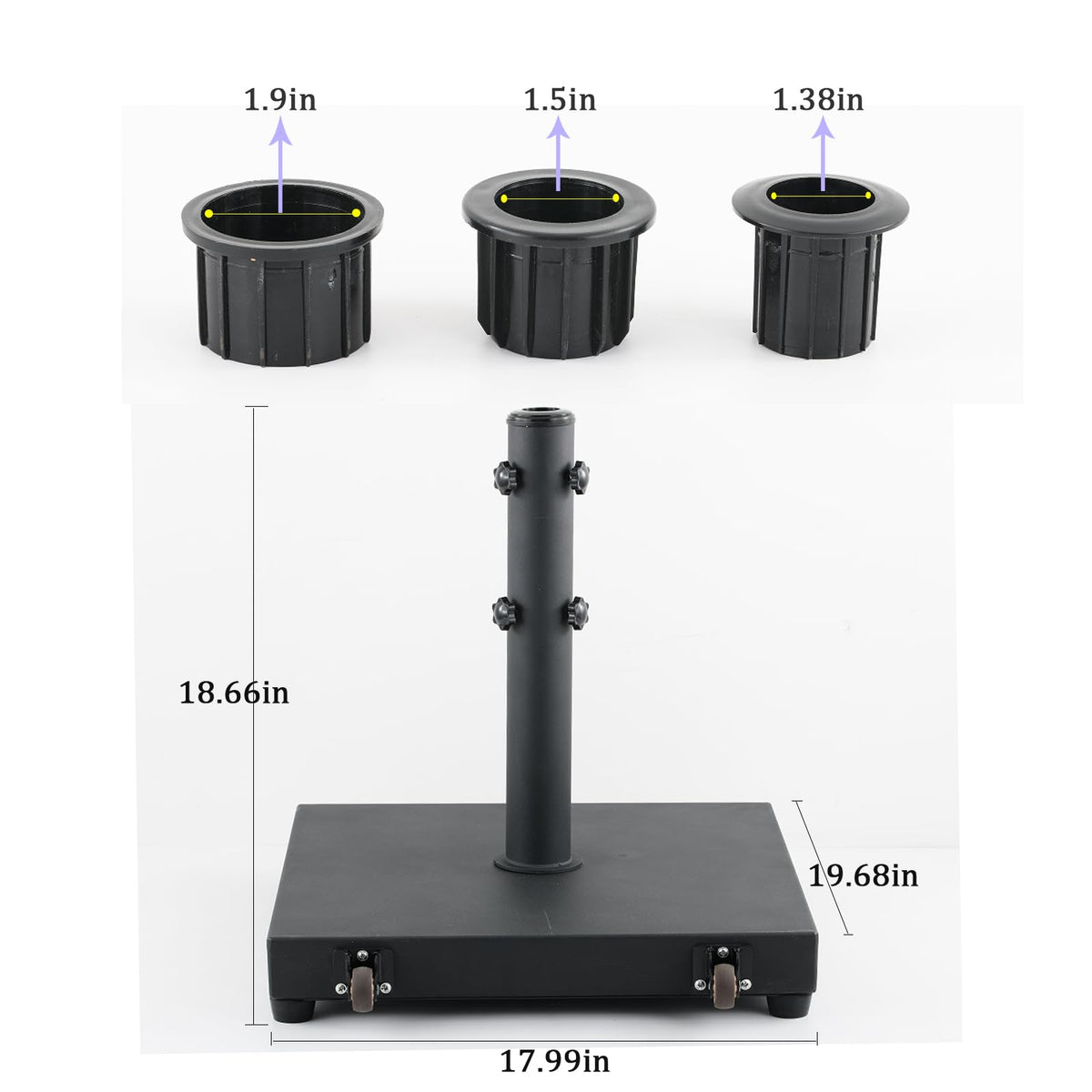Atsasaye adjustable tube collar fits 1.12 to 2 in poles securely.