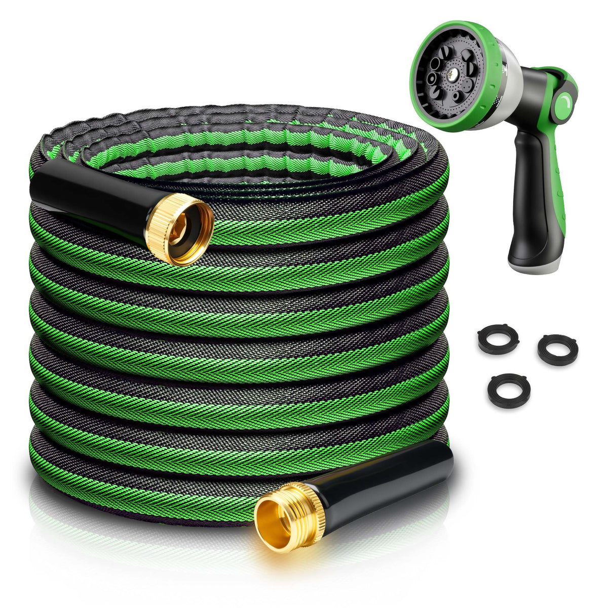 Aterr garden hose 50ft fully extended for efficient yard watering.